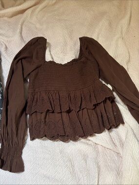 American Eagle Outfitters Black Floral Smocked Blouse